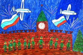 Гожева Екатерина, 10 лет, Салют на Красной площади, б., флом., ДХШ №1, г. Кострома