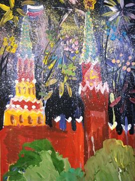 Дудкина Даша, 6 лет, Салют над кремлём, б., гуашь, ВОДХГ, г. Волгоград
