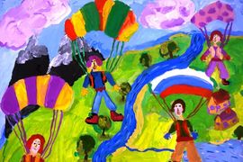 Ольховикова Алиса, 8 лет, Парашютисты, б., гуашь., ВОДХГ, г. Волгоград