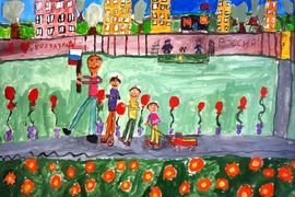 Пономарева Маша, 8 лет, Праздник, б., гуашь, ВОДХГ, г. Волгоград