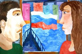 Хромченко Марта, 13 лет, Двое, б., гуашь, ВОДХГ, г. Волгоград