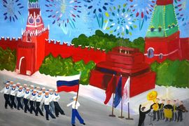 Шишкина Екатерина, 12 лет, Парад на красной площади, б., гуашь, ВОДХГ, г. Волгоград