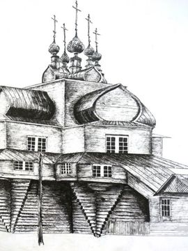 Красильникова Екатерина, 12 лет, Кижи, б., тушь, Школа ''Созвездие'', г. Волгоград