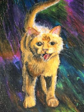 Будников Михаил, 11 лет, Кот, картон, пастель, г. Волжский