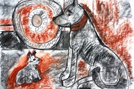Грошев Михаил, 9 лет, Первый урок, б., уголь, сангина, Кузьмичи