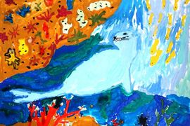 Евлахова Мария, 8 лет, Морской котик, б., гуашь, ДШИ №5, г. Ярославль