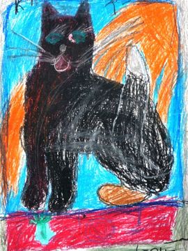 Караулова Антонина, 7 лет, Кот, б., пастель