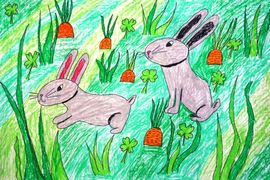 Миклина Вероника, 7 лет, Кролики, б., смеш. тех., г. Волгоград