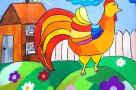 Подложенова Наталья, 9 лет, Петушок, цв. б., пастель, ДХШ №3, г. Пенза