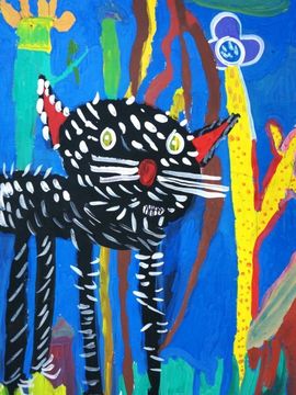 Ртищева Ольга, 5 лет, Индийский кот, б., гуашь