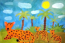 Садчикова Анжелика, 9 лет, Дикие котята, картон, гуашь , г. Волгоград