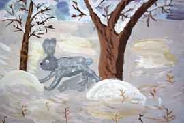 Смирнова Татьяна, 9 лет, Заяц - русак, б., гуашь, ДШИ, г. Новошахтинск, Ростовская обл. 