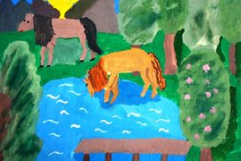 Сущенко Екатерина, 9 лет, На реке Иловля, б., гуашь