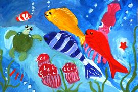 Цыплова Арина, 10 лет, Морские жители, б., гуашь, ДШИ №6, г. Ульяновск