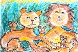 Чигирёва Мария, 7 лет, Дружная семейка, б., пастель, МБОУ гимназия №42, г. Пенза