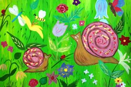 Шишкина Екатерина, 10 лет, Летом в деревне, б., гуашь,ВОДХГ, г. Волгоград