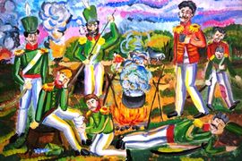 Казаковцев Юрий, 14 лет, На привале, б.,гуашь, Таврическая ДШИ, Омская обл.