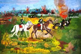 Лекарева Алена, 13 лет, Бородинское сражение, б.,гуашь, ДХШ №2, г.Набережные Челны