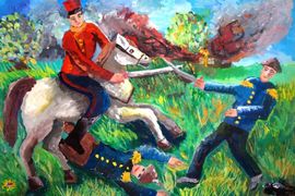 Шнайдер Нина, 14 лет, Схватка, б.,гуашь, Называевская ДШИ, Омская обл.