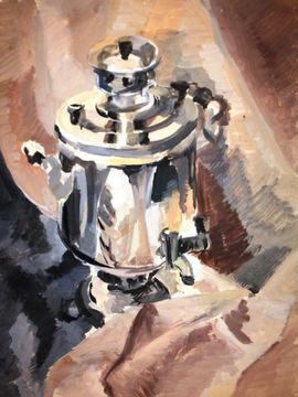 Буров Александр, 14 лет, Натюрморт с самоваром, б., гуашь, ДХШ №1, г. Волгоград