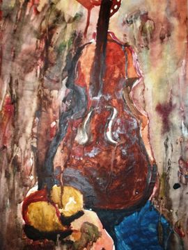 Михальчук Алексей, 8 лет, Скрипка и яблоки, б., акварель, ВОДХГ г. Волгоград