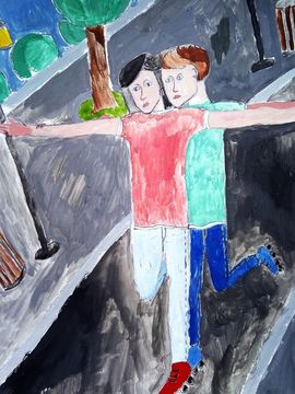 Давыдов Егор, 10 лет, На роликах, б., гуашь