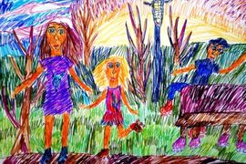 Рябова Злата, 9 лет, Мама и я катаемся на роликах, б., флом.
