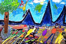 Чепелев Илья, 7 лет, На роликах в парке, б., смеш.техн.