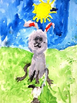 Леонов Тимофей, 9 лет, Б. Лащилин Почему заяц косой, б., акварель, частная школа Сократ, г. Волгоград