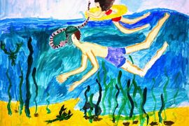 Ломакина Мария, 12 лет, Поиски клада под водой, б., гуашь, ДЮЦ ТЗР