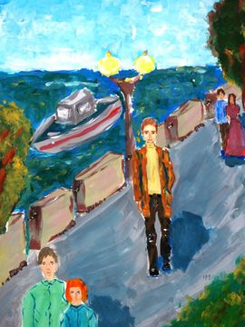 Майборода Анна, 14 лет, по стихотворению М. Гринина Я так завидую всем проходящим парам!, б., гуашь, ГШИ, р.п. Городище 