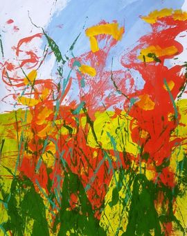 Кириченко Маша, 8 лет, Лето, б., гуашь, нити