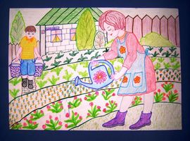 Бутусов Роман, 12 лет. Во саду ли в огороде. Смеш.техника. Нижегородская обл., п.Пильна