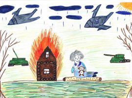 Новицкая Дарья, 9 лет. Война - не место для детей. Фломастеры. Нижегородская обл., п.Пильна