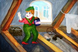 Лабутина Галина, 16 лет, Карлсон на чердаке, б., гуашь, ДХШ, г.Великий Устюг