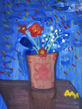 Аксёнов Антон, 8 лет, Цветы для мамочки, б., гуашь