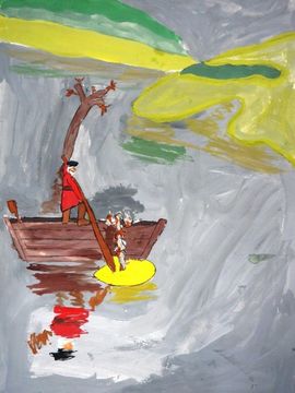 Качурина Виктория, 12 лет, «Дед Мазай и зайцы», б., смеш. тех., преп. Шелихова Н.Е.