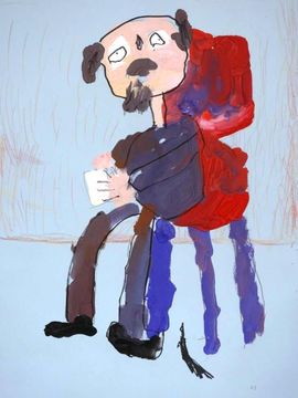 Новикова Елизавета, 5 лет, «Поэт, который написал про Деда Мазая», б., гуашь, преп. Коваль Е.Е.