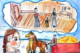 Паранюшкина Валентина, 10 лет, Иллюстрация к стихотворению «Тройка», б., смеш. тех., преп. Коваль Е.Е.