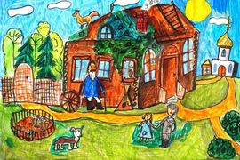 Федин Богдан, 11 лет, «Дворик Деда Мазая», б., фломастеры, преп. Коваль Е.Е.