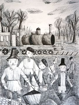 Авдиенко Полина, 12 лет, «Железная дорога», б., гелиевая ручка, преп. Максимов В.П.