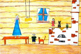 Моторыкина Маргарита, 9 лет, Иллюстрация к стихотворению «Соловьи», преп. Вишневецкая Л.Н.