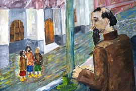 Погорелова Екатерина, 15 лет, «Вдохновлён наблюдением у своего окна», б., гуашь, преп. Кауркина Н.М.