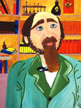 Борисова Кира, 10 лет, «Портрет Н.А. Некрасова», б., гуашь, преп. Иванова О.В.