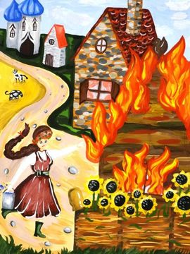 Гайдаржи Наталия, 12 лет, «Есть женщины в русских селениях», б., гуашь, преп. Иванова О.В.