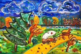 Данилова Альбина, 12 лет, «Перед дождём», б., гуашь, преп. Иванова О.В.