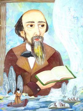 Яковенко Алина, 11 лет, «Портрет Н.А. Некрасова», б., гуашь, преп. Иванова О.В.