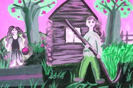 Дернова Софья, 8 лет, «Крестьянские дети», б., гуашь, преп. Кажарская Л.В.