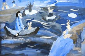 Сюркало Валерия, 8 лет, «Добрый дедушка Мазай», б., гуашь, преп. Голохвастова Т.Г.