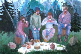 Анохова Анна, 12 лет, «Кому на Руси жить хорошо», б., гуашь, преп. Шишатова М.А.